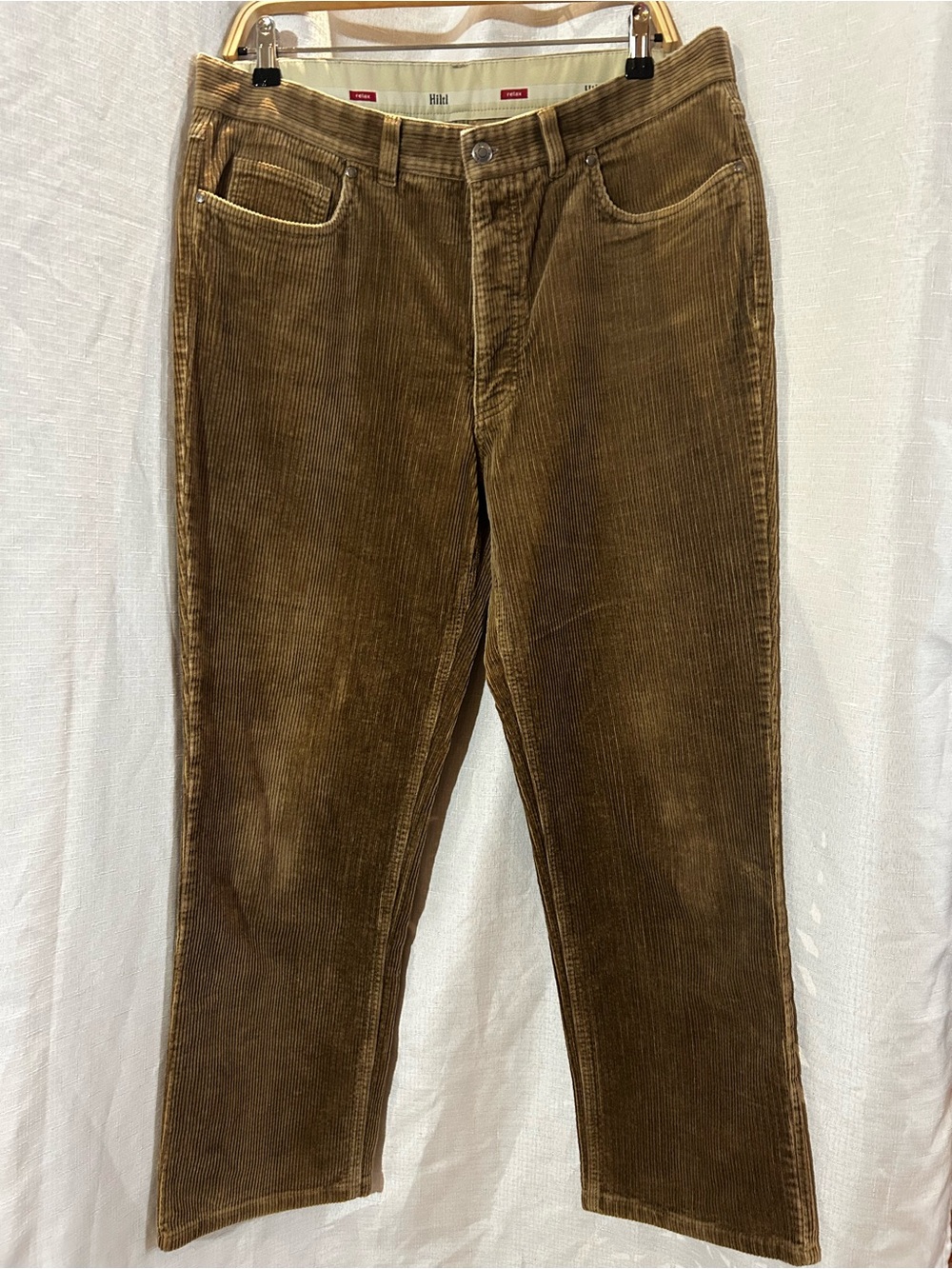 Hiltl Relax Men’s Brown Corduroy Pants Straight Leg Comfort Stretch 36x29